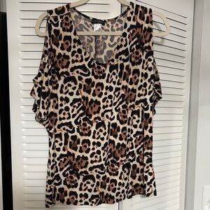 VENUS Black and Brown Ruffled Blouse